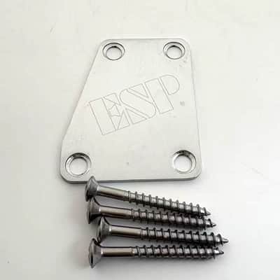 Chrome ESP LTD Guitar Neck Plate with Screws image 1