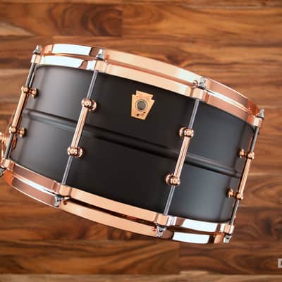 Ludwig 14 X 6.5 Lb427 T DC Hot Rod Black Beauty Snare Drum, Brass Shell, Matte Black, Copper Fittings image 10