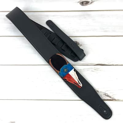 Walker And Williams CVG-19 Black Strap w/Hand Tooled Red, White, And Blue Texas Star Longhorn Design image 9