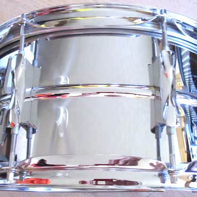 14" x 6.5" Premier 8-Lug Steel Beaded Shell Snare Drum - Vintage image 4