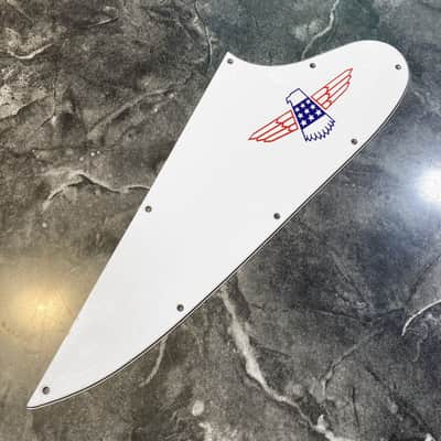 3 Ply White Pickguard for Gibson Thunderbird Bass 1998-2024 with Bicentennial Red & Blue Decal image 4