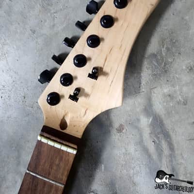 2 pc. Maple / Rosewood S-Style Guitar Neck w/ Hockey Stick Headstock & Black Tuners (1990s) image 5