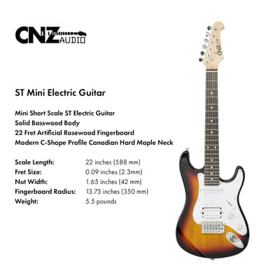 CNZ Audio ST Mini Electric Guitar - Rosewood Fingerboard & Maple Neck, Fiesta Red image 8