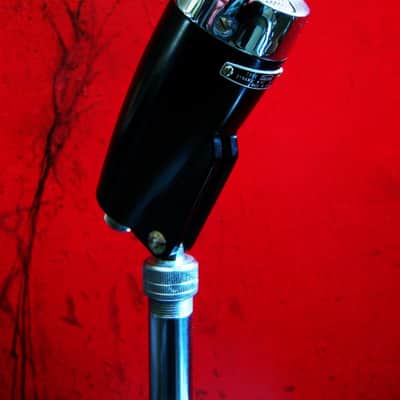 Vintage 1960's Calrad DM-9 dynamic microphone black harp mic w stand Olson Lafayette prop display image 3