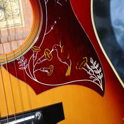 1977 Kay K-590 Deluxe Western Hummingbird Jumbo Sunburst Pro Setup Original Case image 4