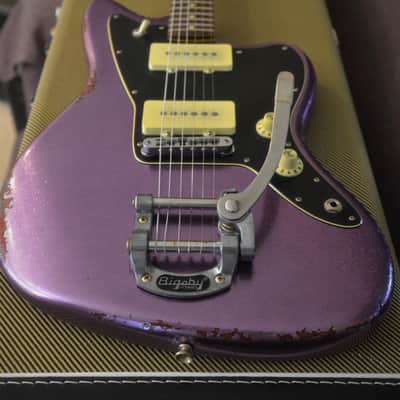 American Fender Jazzmaster Limited Edition Custom Heavy Relic Nitro Purple Sparkle image 25