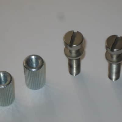 ONE pair of used (lightly relic'd) Gibson (API) Brushed Satin NICKEL finish STUDS (mounting pieces) and Silver finish ANCHORS (inserts) from 2014, for PTTP Brushed Satin NICKEL Finish Stop Bar Tailpiece (Stop Bar Tailpiece NOT included) image 21