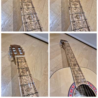 Fretless 3/4 Sized Classical Guitar with Pyrography Neck image 4