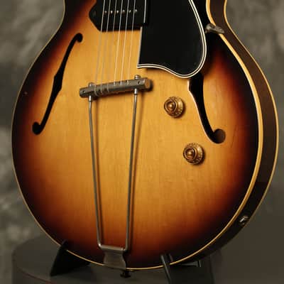 1956 Gibson ES-225 T Sunburst with original Brown hardshell case image 6