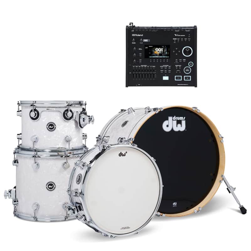 DW DWe 4pc Electronic/Acoustic Drum Shell Pack w/V71 Module White Marine image 1
