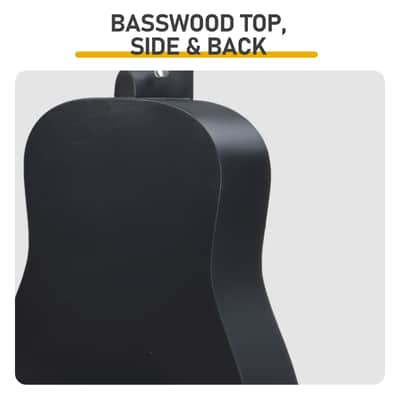 Cxxss Matte Black 38-inch Round Acoustic Guitar with Picks, Strings, Capo, Case, Tuner, and Strap image 10