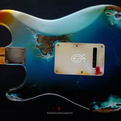 Fender Stratocaster HSS Galaxy Blue Aged Relic by East Gloves Customs (RARE) image 11