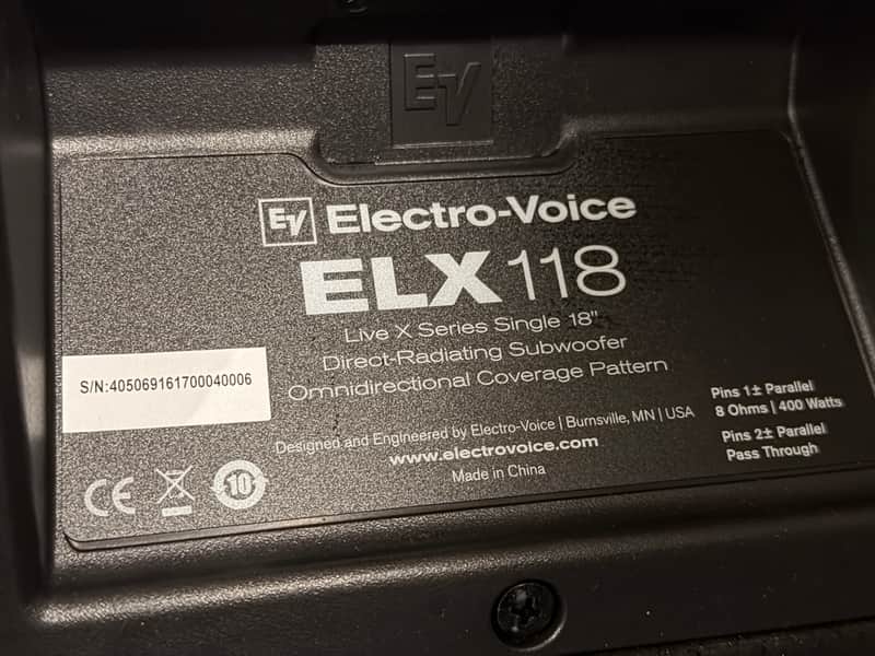 Electro-Voice ELX-118 Live X Series 18" Passive Subwoofer Speaker 2017 - Present - Black image 1