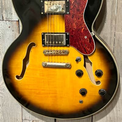 Jay Turser  JT134DC 335 Style Semi-Hollowbody Electric Guitar - Sunburst, Ships Fast with A Pro Set Up! image 4