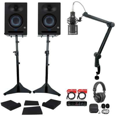 Pair Presonus Studio 5 Active 5" Studio Monitors+Interface+Mic+Headphones+Stands image 1