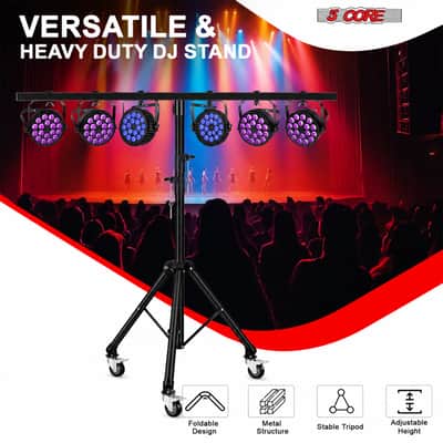5 Core DJ Light Stand Tripod w Wheels 79" Crossbar 6 Light Points Adjustable 169.5" Stage Lighting Stand image 10