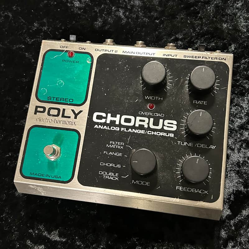 1990s Electro-Harmonix Stereo Poly Chorus Reissue Guitar Effects Pedal w/ Power Supply