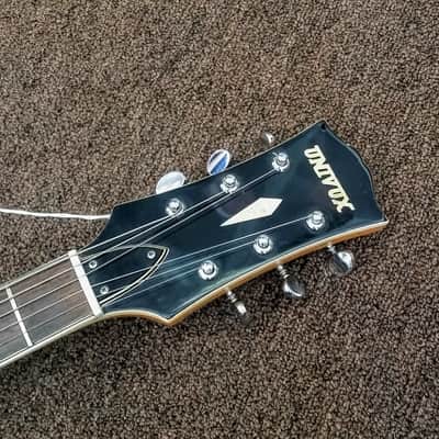 70's Univox Coily U1825 ES 335 size thinline hollowbody 3-Tone Sunburst image 2