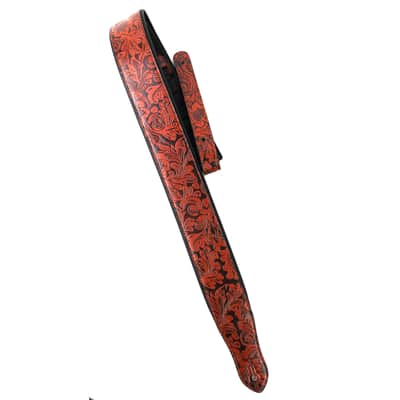 Walker And Williams G-970 Bourbon Brown Embossed Western Floral Strap with Padded Glove Leather Back image 5