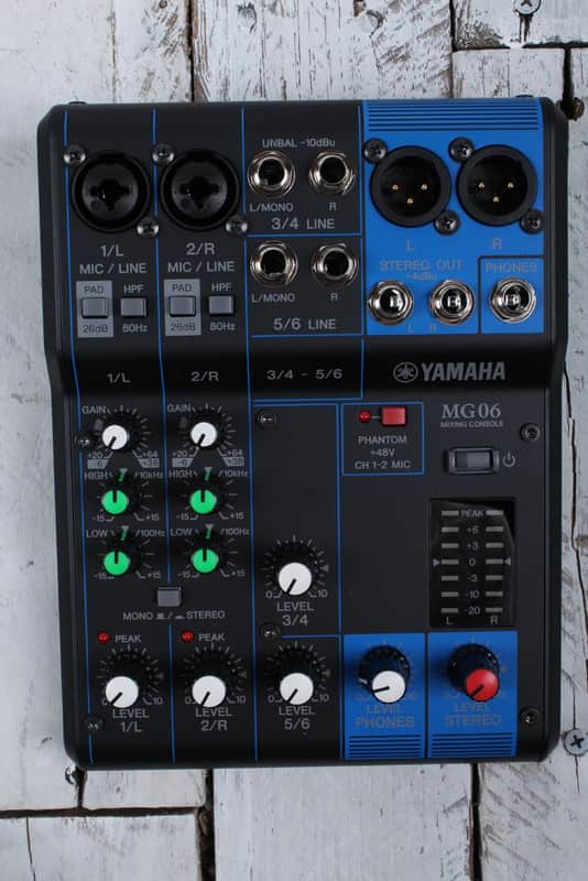 Yamaha MG06 Mixer 6 Channel Mixing Console 6 Input Compact Stereo Mixer MG image 1
