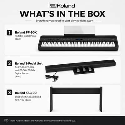 Roland FP-90X Portable Digital Piano with Pedal and Stand Bundle (Black) image 9