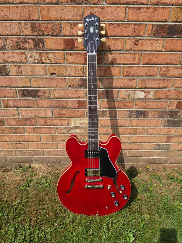 New Epiphone ES-335 Electric Guitar Cherry Red Deluxe Hardshell Case Included image 1