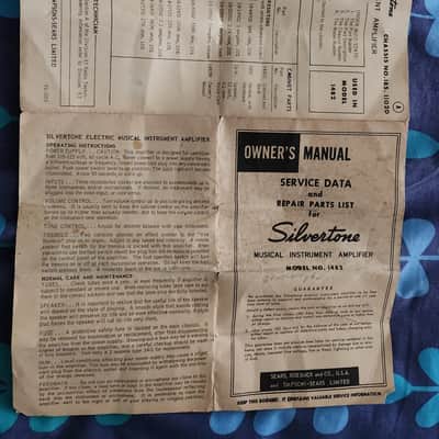 COLLECTORS! Silvertone 1482 Amp Manual & Schematic 1960s USA image 2
