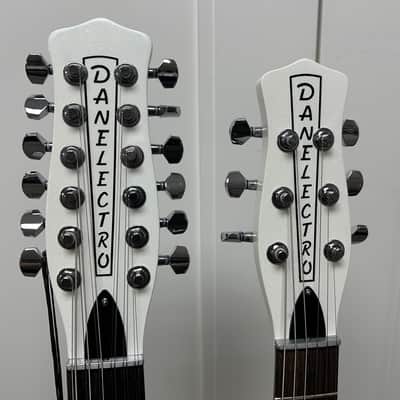 Danelectro Doubleneck 6/12 Reissue 12 String and 6 String - White Pearl image 3