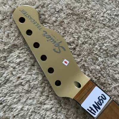 Fender Squire Telecaster Electric Guitar Headstock and Neck - Baked Maple - Metallic Army Green image 2