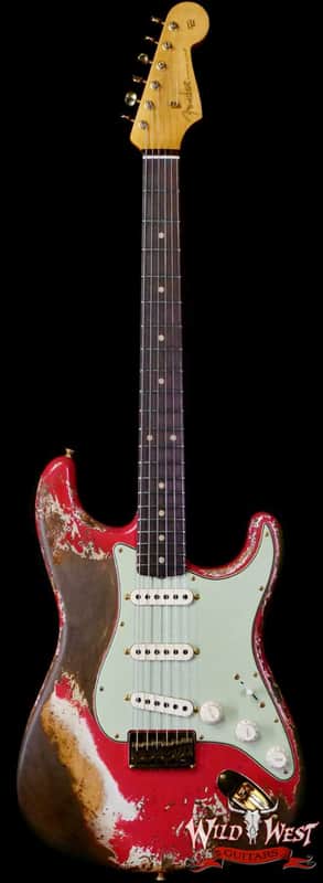 Fender Custom Shop Wild West Guitars 25th Anniversary 1960 Stratocaster Hardtail Madagascar Rosewood Fretboard Heavy Relic Fiesta Red 7.15 LBS image 1