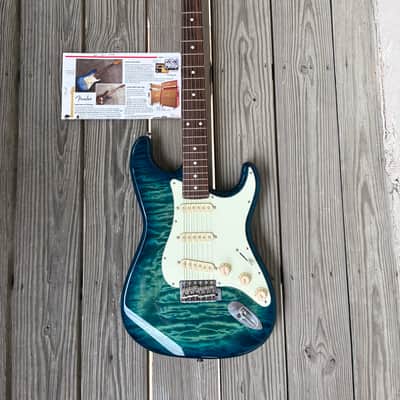Fender ST-62QM  Stratocaster Reissue MIJ Japan, transparent Blue quilted top rosewood image 2