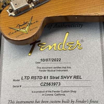 2022 Fender CS - LTD RSTD 61 Strat SHVY REL - ID 6093 image 22