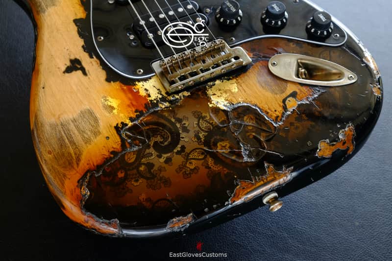 Fender Stratocaster FSR Paisley HSS Black/Gold Leaf Heavy Aged Relic (RARE) image 1