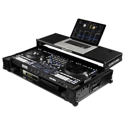 Odyssey FZGSRANE4W1BL - RANE FOUR Black Label 1U Flight Case with Glide Style Laptop Platform and Wheels image 1