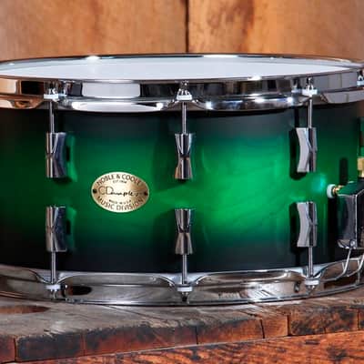 Noble & Cooley *Pre-Order* CD Maple Series 7x14" Maple Snare Drum in Green Stain Black Burst & Chrome Hardware | Made in the USA | Special Order | Authorized Dealer image 1