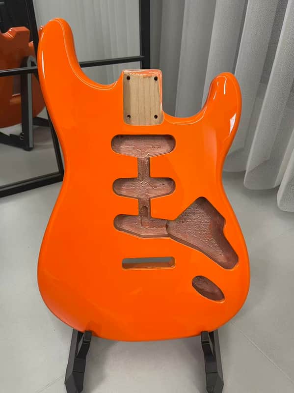 Orange gloss SSS Alder wood Strat Electric guitar body single single single image 1