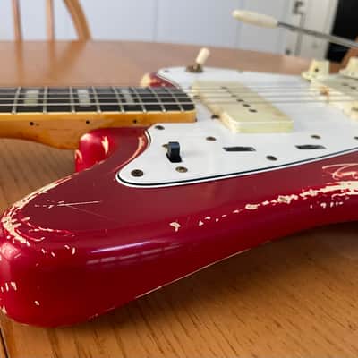 Fender MIJ JM66B Jazzmaster 1990's Candy Apple Red Nitro Relic Duncan Antiquities Spitfire Wide Bevel Pickguard image 9