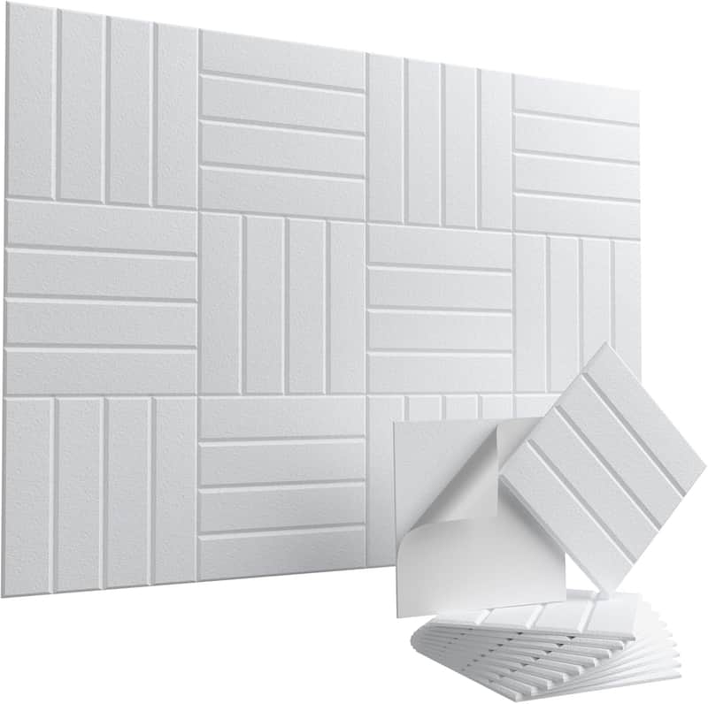 Self Adhesive Acoustic Panels – 12"x12"x0.4" High-Density Soundproof Wall Panels, Felt Acoustic Wall Panel for Echo & Noise Reduction, Home Office Sound Proofing Decor White 20 Pack image 1