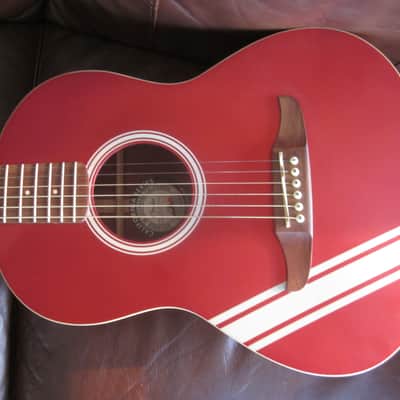 Fender Sonoran Mini Acoustic Guitar Competition Stripes Candy Apple Red image 2