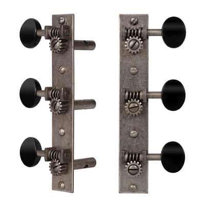 Golden Age Restoration Tuners for Slotted Peghead Guitar - Square-end, With matte black knobs image 1