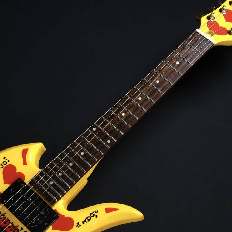 Burny Yellow Heart Jr. YH-JR Mini Guitar (Hide X Japan Signature