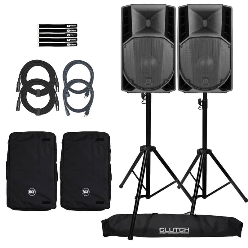 RCF ART 745-A MK5 Active 2-Way 15" Speaker 2-Pack with Stands & Covers image 1
