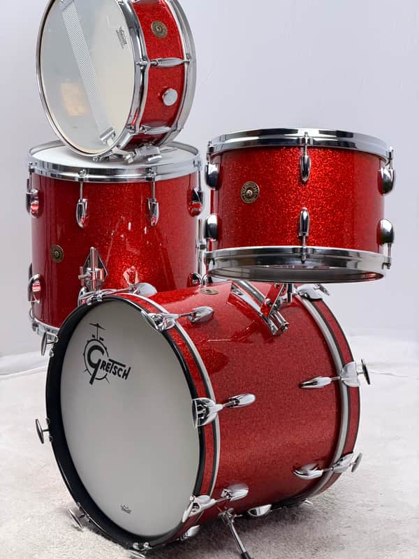 Gretsch 18/12/14/5x14" 60's Round Badge Drum Set - Rewrapped by Lee Ruff Tangerine Sparkle image 1