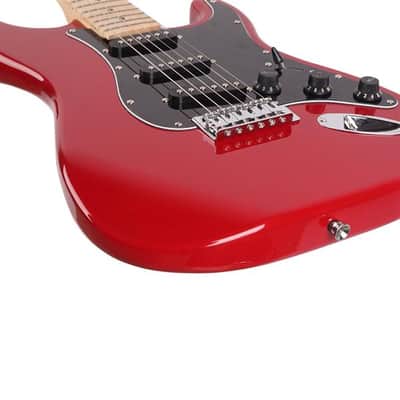 Glarry GST Electric Guitar with Black Pickguard Red image 6