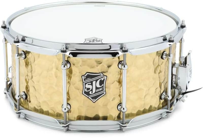 SJC Custom Drums Alpha Hammered Brass Snare Drum - 6.5 x 14-inch - Polished image 1