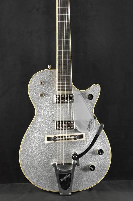 Gretsch G6129T-59 Vintage Select ’59 Silver Jet with Bigsby TV Jones Silver Sparkle image 1