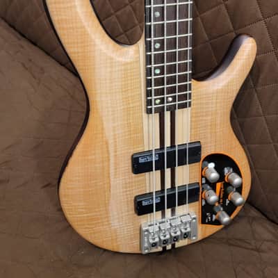 Cort A4PLUSFMMHOPN Neck Thru Construction Mahogany Body 4-String Electric Bass Guitar w/Hard Case image 9