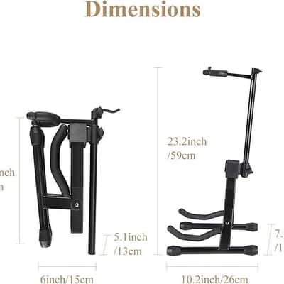 Violin Stand with Bows, Stand for acoustic Guitar Bass, Mandolin, Banjo,Portable and Adjustable Holder Black，Easy to Install and Sturdy，Black image 2