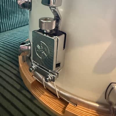 Yamaha WSD13AJ Akira Jimbo Signature 13x7" Beech Snare Drum with Wood Hoops 2000s - White image 5