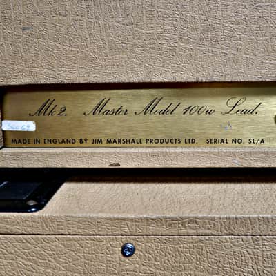 Vintage Marshall JMP 2203 MKII Master Lead 100-watt Amp Head w/ Matching 4x12 Speaker Cab - Fawn Tolex image 15